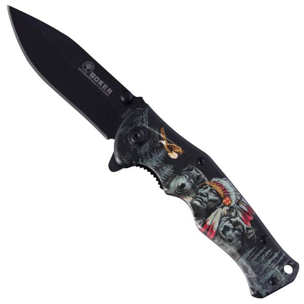 Нож складной BOKER полуавтоматический с клипсой черный (3913065) - ВОЕНТОРГ ТЫЛОВИК