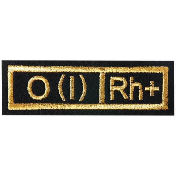 Нашивка ( шеврон ) на грудь Группа крови O (I) Rh+ 11х4 вышитая полоса черная (2501047) - HAKKI