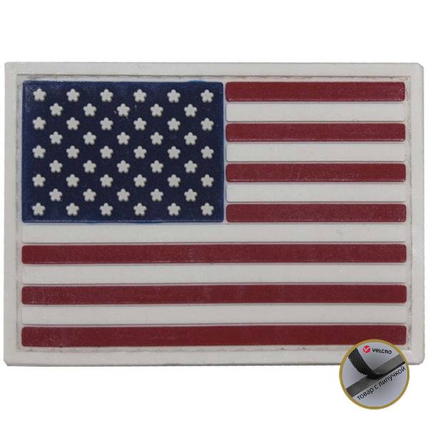 Нашивка ( шеврон патч patch ) тактическая флаг USA США 3D PVC ( пластизоль ) на липучке 8,5х5 белая (2504129) - HAKKI
