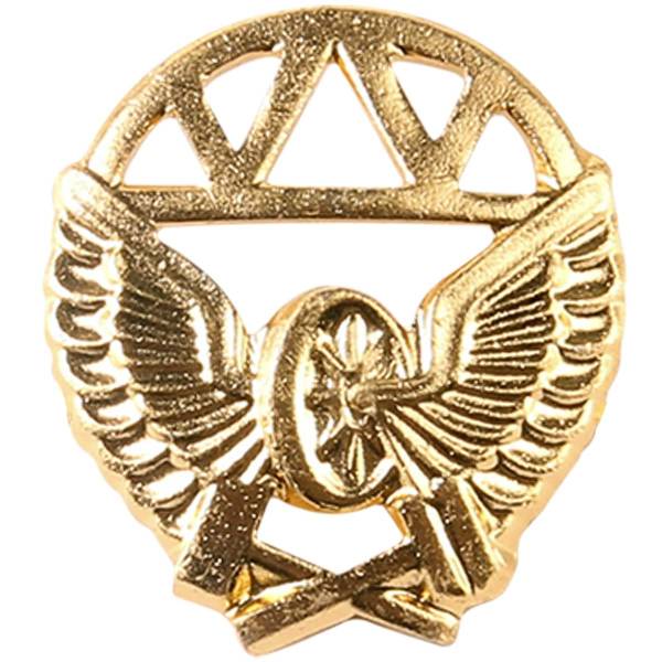 Эмблема ( знак ) петличная ( петлица ) Железнодорожные войска золотистая (2102126) - HAKKI