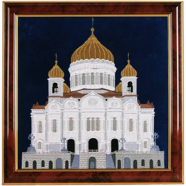 Панно малое с вышивкой Храм Христа Спасителя 350х350 (4406003) - HAKKI