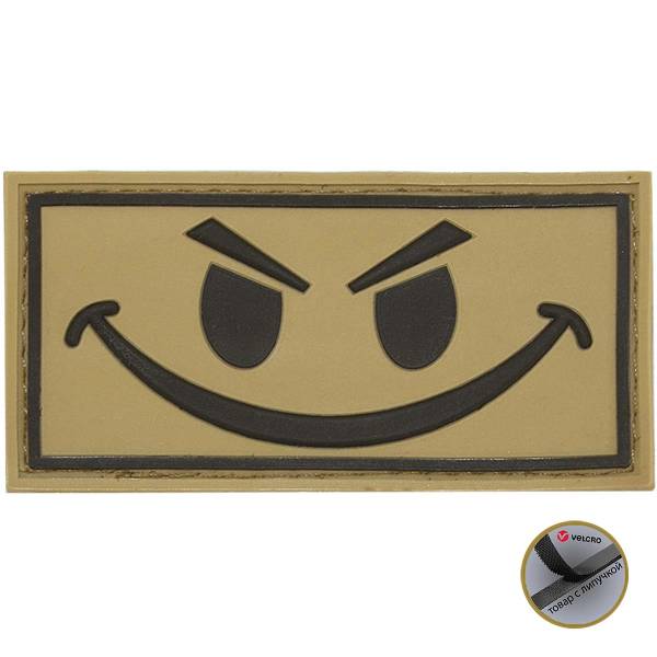 Нашивка ( шеврон патч patch ) тактическая  Smile 3 3D PVC ( пластизоль ) на липучке 7х3,5 песочная (2504075) - HAKKI