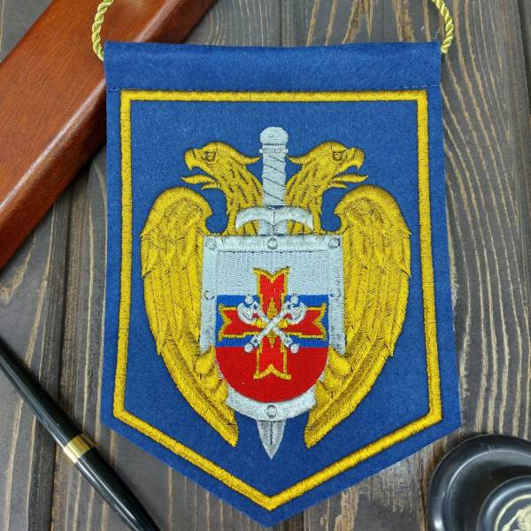 Вымпел с символикой Президентский полк вышитый средний 14х20 васильковый (4503117) - HAKKI