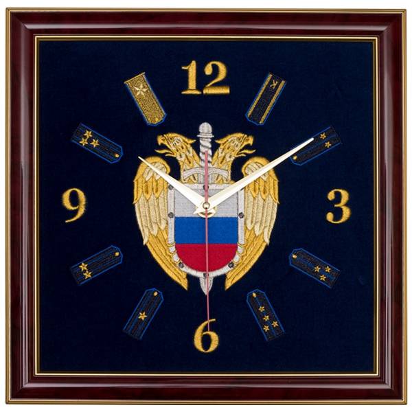 Часы настенные ФСО России вышитые на бархате 35х35 (4102033) - HAKKI