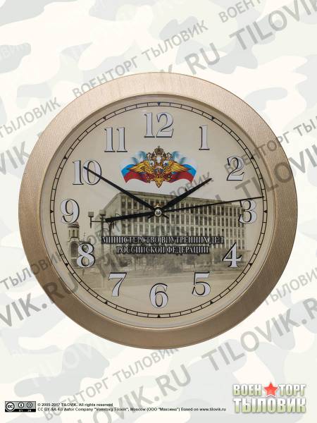 Часы настенные с символикой МВД России D-28 пластик золотистые (4102999) - HAKKI