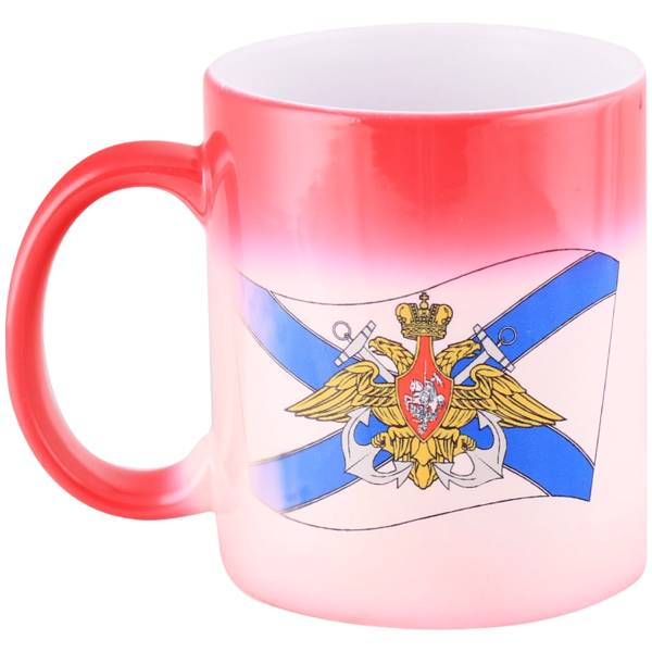 Кружка с символикой ВМФ ( Андреевский флаг ) России хамелеон красная (9100029) - HAKKI
