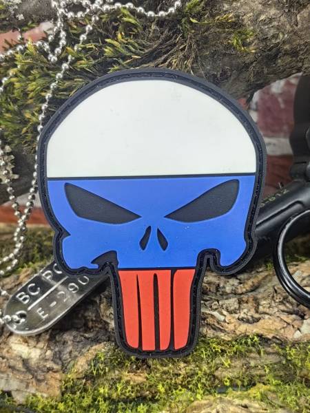 Нашивка ( шеврон патч patch ) тактическая PUNISHER / КАРАТЕЛЬ 3D PVC на липучке 6х8 (2504356) - HAKKI