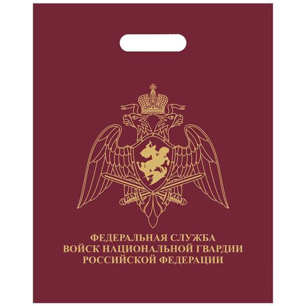 Пакет подарочный с символикой ФСВНГ ( Росгрвардия ) РФ 40х50 бордовый (4304009) - HAKKI