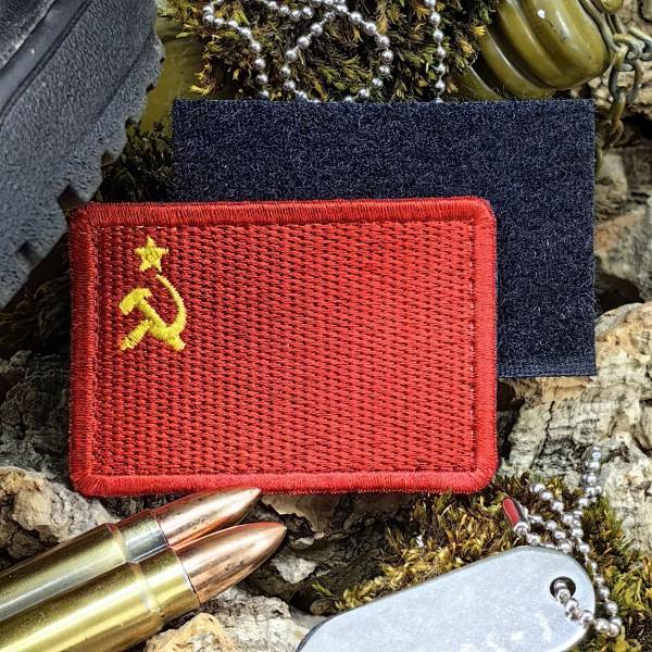 Нашивка ( шеврон патч patch ) тактическая флаг СССР без букв вышитая 8х5 красная (2509669)  - HAKKI