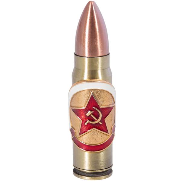 Зажигалка патрон с символикой Звезда СССР малая газовая золотистая (4403200) - HAKKI