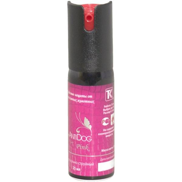 Средство самообороны ( газовый баллончик ) ТехКрим Anti-dog Pink от агрессивных и диких животных аэрозольно-струйный 25 мл (3102021) - HAKKI