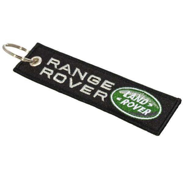 Брелок автомобильный марка RANGE ROVER ( РЭНДЖ РОВЕР ) Land Rover вышитый полоса ( лента ) 13х3 черный (4402971) - HAKKI