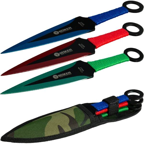 Нож метательный BOKER набор из 3-х ножей в чехле 65х13 шнур (3916013) - HAKKI