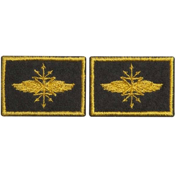 Эмблема ( нашивка знак ) петличная ( петлица ) Войска связи вышитая оливковая (2505013) - HAKKI