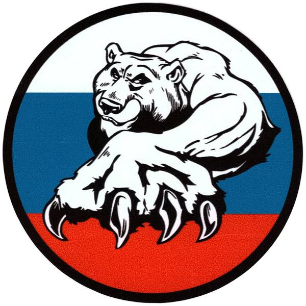 Наклейка на авто виниловая Медведь триколор D-10 (12015023)