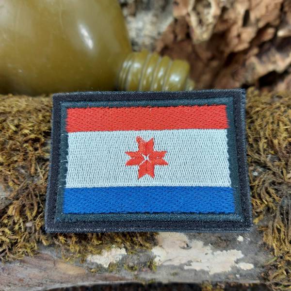 Нашивка (шеврон патч patch ) тактическая Флаг Мордовии вышитая на липучке 7,5х4,5 черный (2509825) - HAKKI