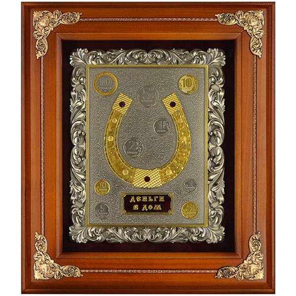 Ключница настенная Подкова деревянная ( золочение ) 290х340х90 (4311026) - HAKKI