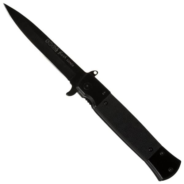 Нож складной SOG flash tanto полуавтоматический с клипсой черный (3913035) - HAKKI