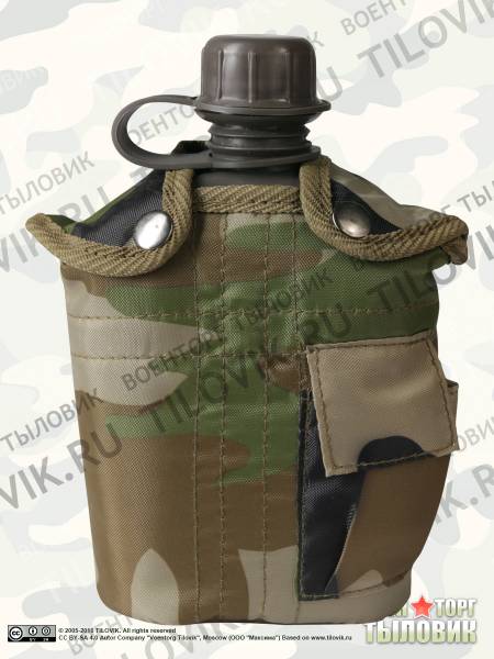 Фляга NATO ( НАТО ) походная с подсумком лесной камуфляж (3407081) - HAKKI