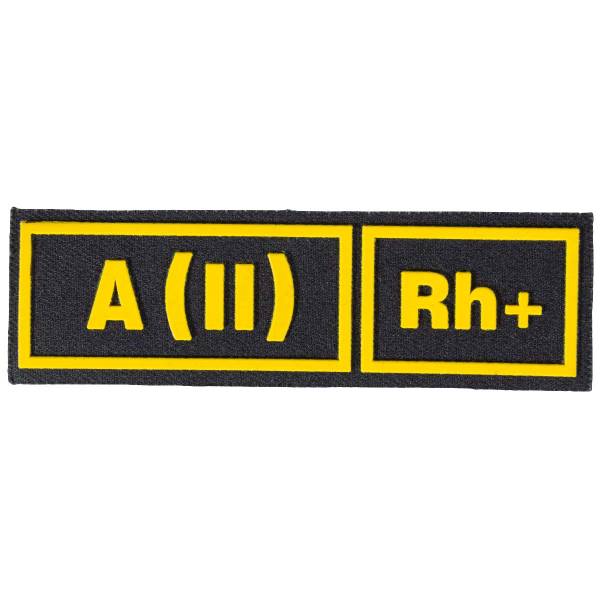 Нашивка ( шеврон ) на грудь Группа крови A (II) RH+ 12,5х3,5 пластизолевая черная (2501996) - HAKKI