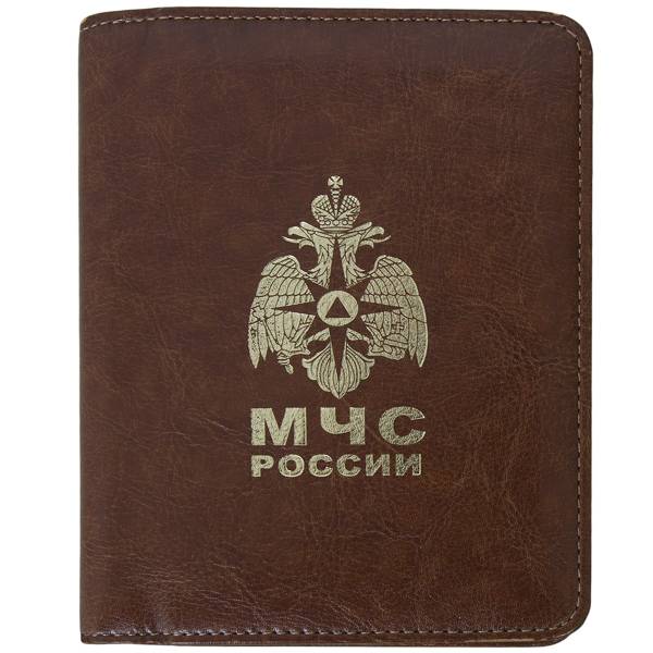 Визитница с символикой МЧС России на 40 визиток 15x12 см коричневая (9100062) - HAKKI