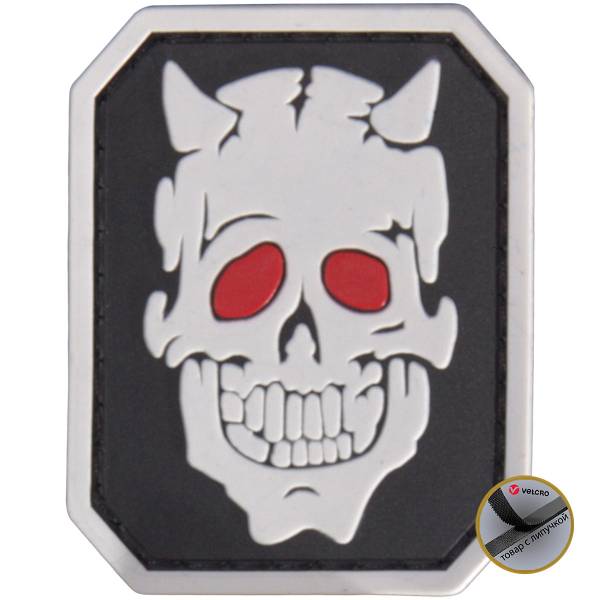 Нашивка ( шеврон патч patch ) тактическая Череп 3D PVC ( пластизоль ) на липучке 5х4 черная (2504230) - HAKKI