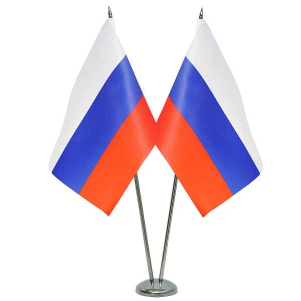 Подставка ( флагшток ) настольная для 2-х флагов 15х22 330 мм никель (4707017)  - HAKKI