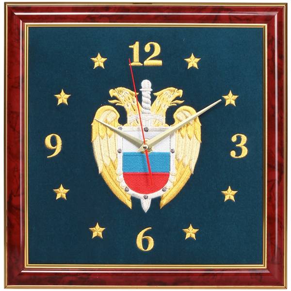 Часы настенные ФСО России вышитые на бархате 35х35 (4102054) - HAKKI