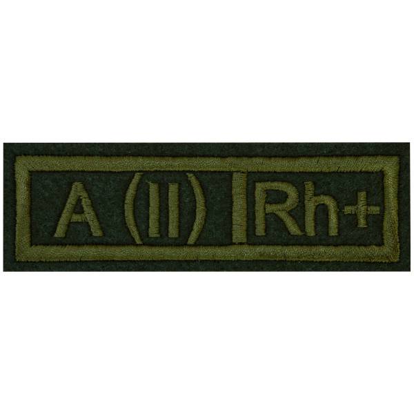 Нашивка ( шеврон ) на грудь Группа крови А (II) Rh+ 11х4 вышитая полоса оливковая (2501004) - HAKKI