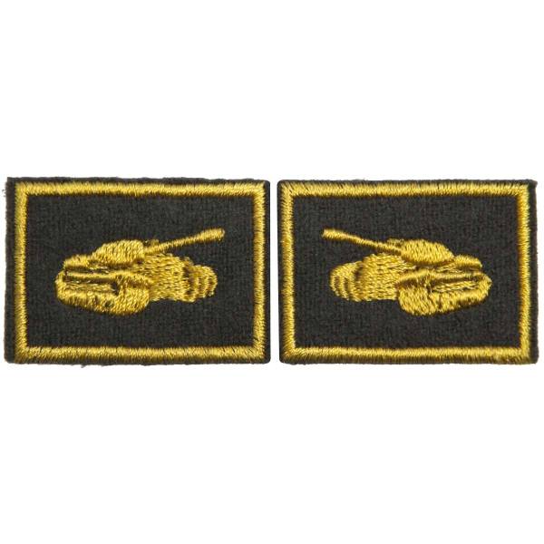 Эмблема ( нашивка знак ) петличная ( петлица ) Танковые войска вышитая оливковая (2505005) - HAKKI