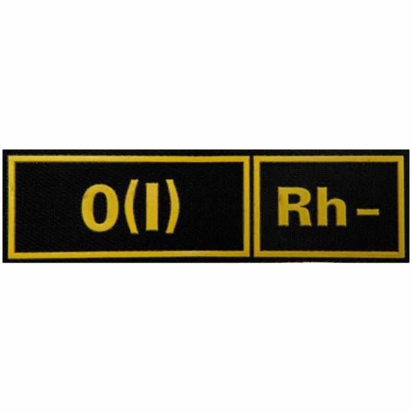 Нашивка ( шеврон ) на грудь Группа крови О(I) Rh- 12х3,5 пластизолевая черная (2501998) - HAKKI