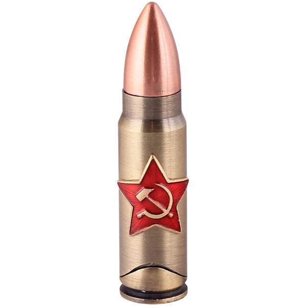 Зажигалка патрон с символикой Звезда СССР малая газовая золотистая (4403060) - HAKKI