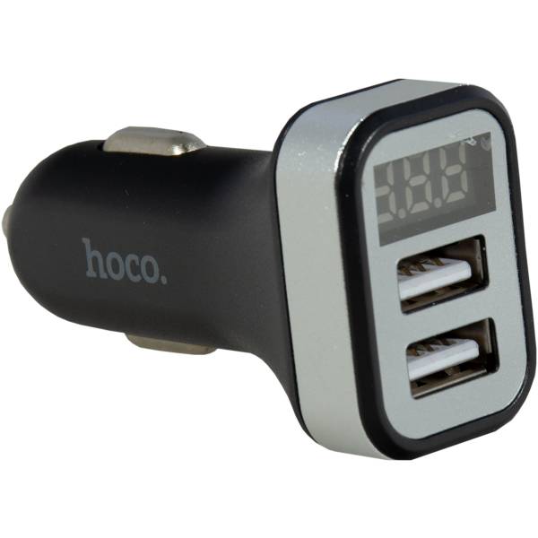 Автомобильное зарядное устройство HOCO ( ХОКО ) для телефона USB 2 разъема с дисплеем черное (11050011)