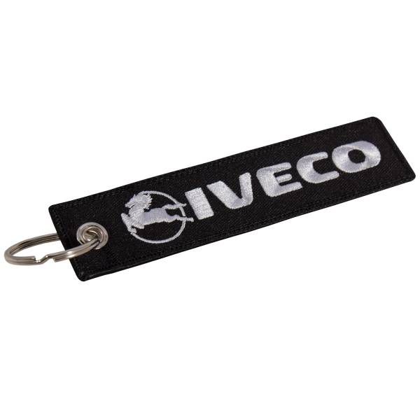 Брелок автомобильный марка IVECO ( ИВЕКО )  вышитый полоса ( лента ) 13х3 черный (4402424) - HAKKI