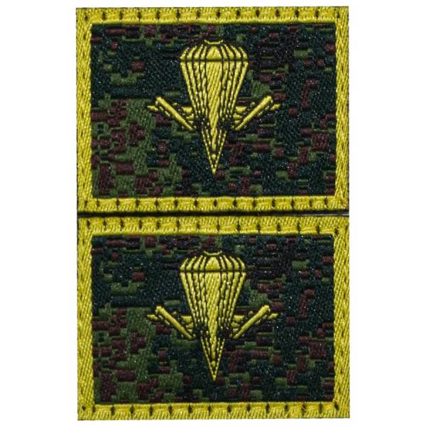 Эмблема ( нашивка знак ) петличная ( петлица ) ВДВ жаккардовая на липучке цифра зеленая (2505025) - HAKKI