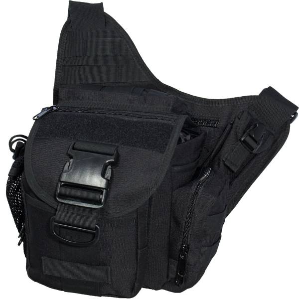 Сумка-органайзер TAC на плечо тактическая MOLLE черная (3310106) - HAKKI