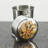 Набор подарочный с символикой Герб ( орел ) России ( фляга 9 OZ-270 мл + стопки 2х30 мл + стопка складная 1х150 мл + лейка ) (4801145) - ВОЕНТОРГ ТЫЛОВИК
