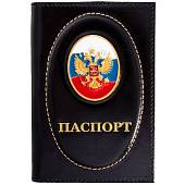 Обложка для паспорта с жетоном Герб ( орел ) РФ триколор черная (4207018) - ВОЕНТОРГ ТЫЛОВИК