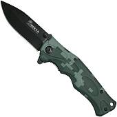 Нож складной BOKER полуавтоматический с клипсой камуфлированный цифра зеленая (3913100) - ВОЕНТОРГ ТЫЛОВИК