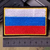 Нашивка ( шеврон патч patch ) тактическая Флаг России ( триколор ) вышитая на липучке 8,5х5,5 черная (2509582) - ВОЕНТОРГ ТЫЛОВИК