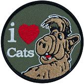 Нашивка ( шеврон патч patch ) тактическая Альф / I Love cats вышитая на липучке D-8,5 оливковая (2509181) - ВОЕНТОРГ ТЫЛОВИК