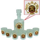 Набор подарочный с символикой Защитнику Отечества России ( графин ( штоф ) низкий + стопки ( рюмки ) 6x50 мл ) (4801219) - ВОЕНТОРГ ТЫЛОВИК