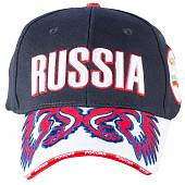 Бейсболка RUSSIA / РОССИЯ вышитая на резинке темно-синяя (1401915) - ВОЕНТОРГ ТЫЛОВИК
