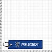 Брелок автомобильный марка PEUGEOT ( ПЕЖО ) вышитый полоса ( лента ) 13х3 синий (4402981) - ВОЕНТОРГ ТЫЛОВИК