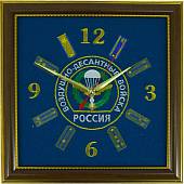 Часы настенные с символикой ВДВ ( Воздушно-десантные войска ) России вышитые на бархате 30х30 (4102967) - ВОЕНТОРГ ТЫЛОВИК