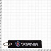Брелок автомобильный марка SCANIA ( СКАНИЯ )  вышитый полоса ( лента ) 13х3 черный (4402423) - ВОЕНТОРГ ТЫЛОВИК