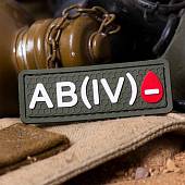 Нашивка ( шеврон патч patch ) тактическая Группа крови AB ( IV ) Rh - 3D PVC ( пластизоль ) на липучке 7х2,5 оливковая (2504299) - ВОЕНТОРГ ТЫЛОВИК