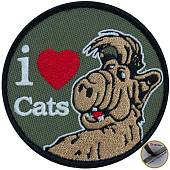Нашивка ( шеврон патч patch ) тактическая Альф / I Love cats вышитая на липучке D-8,5 оливковая (2509181) - ВОЕНТОРГ ТЫЛОВИК