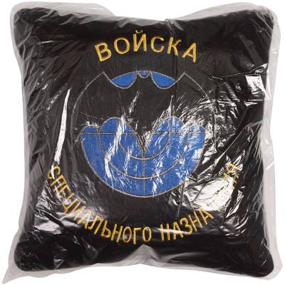 Подушка сувенирная Войска специального назначения 35х35 вышитая черная (4408019) - HAKKI.RU