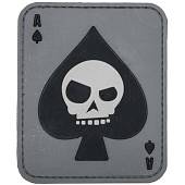Нашивка ( шеврон патч patch ) тактическая Skull on Ace / Череп на Тузе 3D PVC ( пластизоль ) на липучке 8,9х7,4 серая (2504202) - ВОЕНТОРГ ТЫЛОВИК